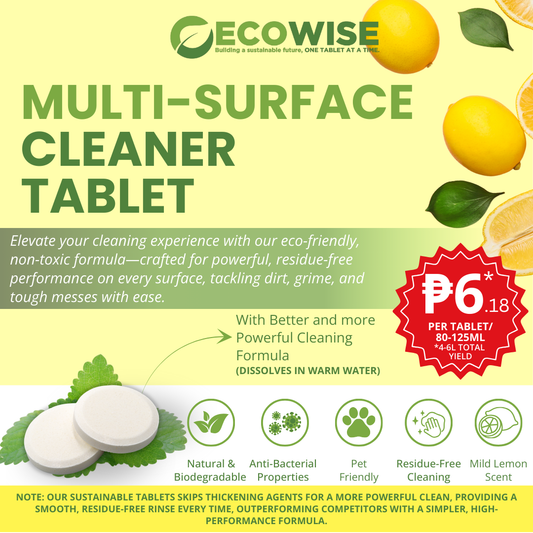 3 + 1 Liter FREE - Ecowise Multi-Surface Cleaner Tablets – Lemon Scent | Pet Friendly