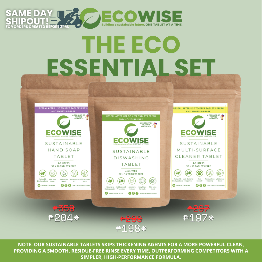THE ECO ESSENTIAL SET - Dishwashing Tablet, Hand Soap Tablet and Multi Surface Tablet in one discounted bundle!