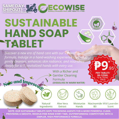 Ecowise Handsoap Tablets Refill – Lavender Scent w/ Aloe Vera & Niacinamide B3