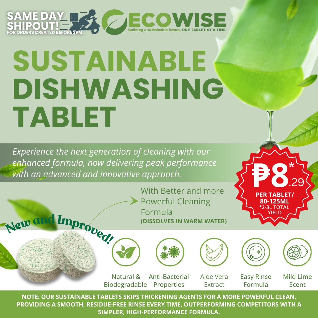 2 Liters - Ecowise Dishwashing Tablets – Lime Scent w/ Aloe Vera