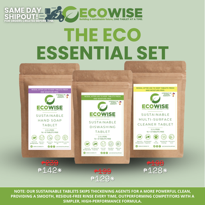 THE ECO ESSENTIAL SET - Dishwashing Tablet, Hand Soap Tablet and Multi Surface Tablet in one discounted bundle!