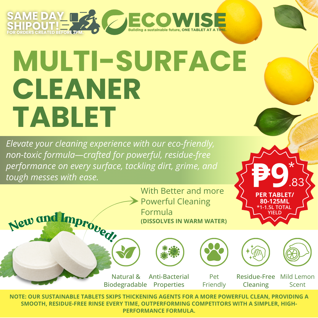 Ecowise Multi-Surface Cleaner Tablets Refill – Lemon Scent | Pet Friendly