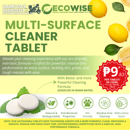 1 Liter - Ecowise Multi-Surface Cleaner Tablets – Lemon Scent | Pet Friendly