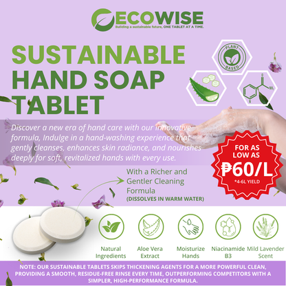 Ecowise Handsoap Tablets 4–6L – Lavender Scent w/ Aloe Vera & Niacinamide B3
