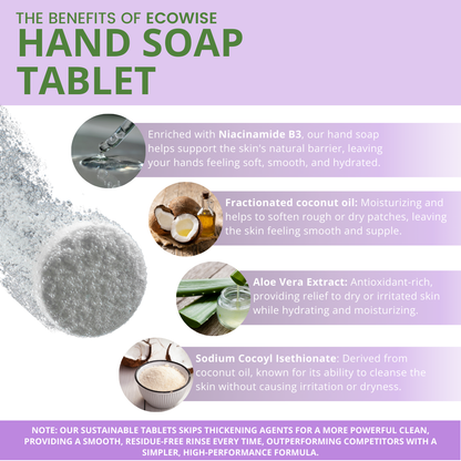 Ecowise Handsoap Tablets 4–6L – Lavender Scent w/ Aloe Vera & Niacinamide B3