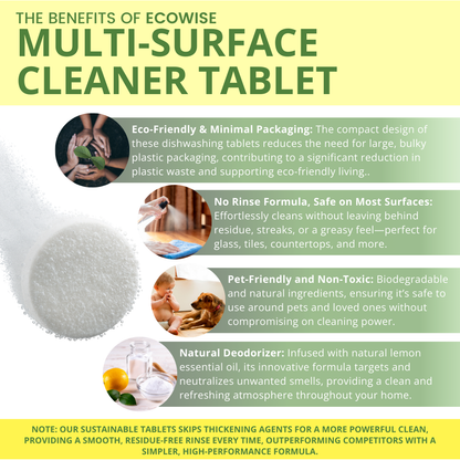 Ecowise Multi-Surface Cleaner Tablets Refill – Lemon Scent | Pet Friendly